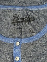 Brooklyn Cloth Men’s Henley T-Shirt XL Gray Blue Pocket Short Sleeve NWT