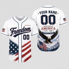 Custom Name Number Freedom USA 250 Years Baseball Jersey Patriotic 1776-2026