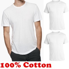 Lot Mens 100% Cotton Crew Neck T-Shirt Undershirt Basic White Tee XL-4XL