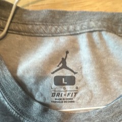 Jordan Nike Dri-FIT Men’s Gray Graphic Print Logo Crew Neck Short Sleeve Tee L