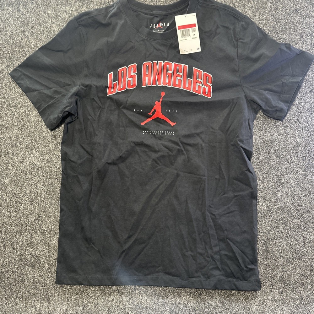 NIKE AIR JORDAN MJ LOS ANGELES HBR MENS LARGE BLACK T-SHIRT NEW HQ0384 010