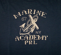 NWT Polo Ralph Lauren Indigo Blue EMBROIDERD MARINE ACADEMY PRL Tee Shirt Men L