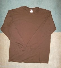 Mens Unisex shirt tshirt Brown Red long sleeve large NEW fruit of the loom