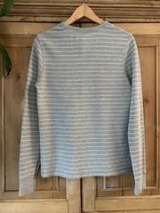 Ditch Plains Gray Striped Cotton Polyester Thermal Crew Neck Shirt | Men’s Sm***