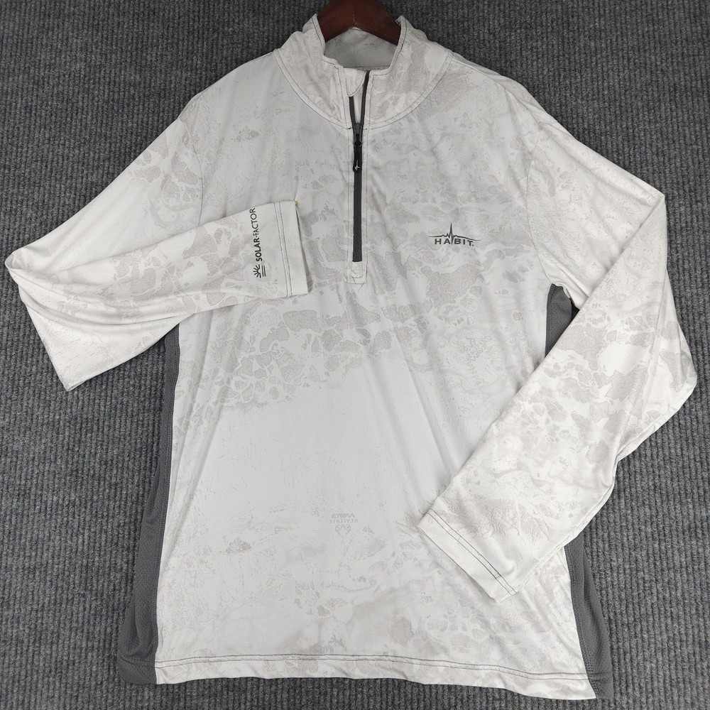 Habit Shirt Quarter Zip Mens L 40+ Solar Factor Realtree Wav3 Camo Pullover