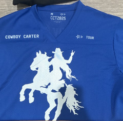 Cowboy Carter CCT2025 Tour Graphic Print Mesh Jersey T-Shirt Blue M