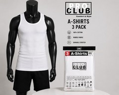3 PACK PRO CLUB MENS A-SHIRT SIZES (S- 5XL) RIBBED TANK TOP WHITE/BLACK