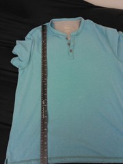 G.H. Bass & Co. Henley T-Shirt Mens Teal Blue Size Large Short Sleeve