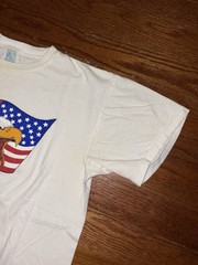 Vintage 80s Brother USA Eagle Flat Art T Shirt Mens L White America Patriots 90s