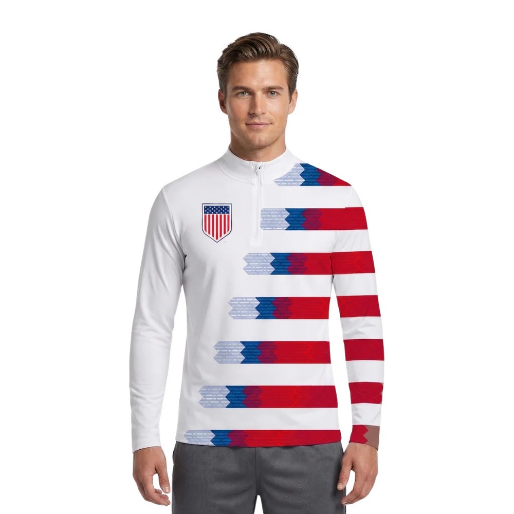 USA Soccer Jersey Replica White 1/4 Zip- PreSale. Ships in 7 days