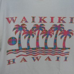 VINTAGE Waikiki Hawaii Men T-Shirt XL White Beach 90s Tee Single Stitch Hanes