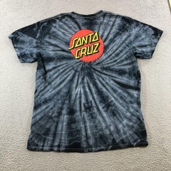 Santa Cruz Shirt Mens Large Black Grey Tie Dye Skateboards Logo Tee Cotton