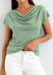 Womens Tops Dressy Casual Clothing 2026 Summer Cowl Neck Short Sleeve Blouses…