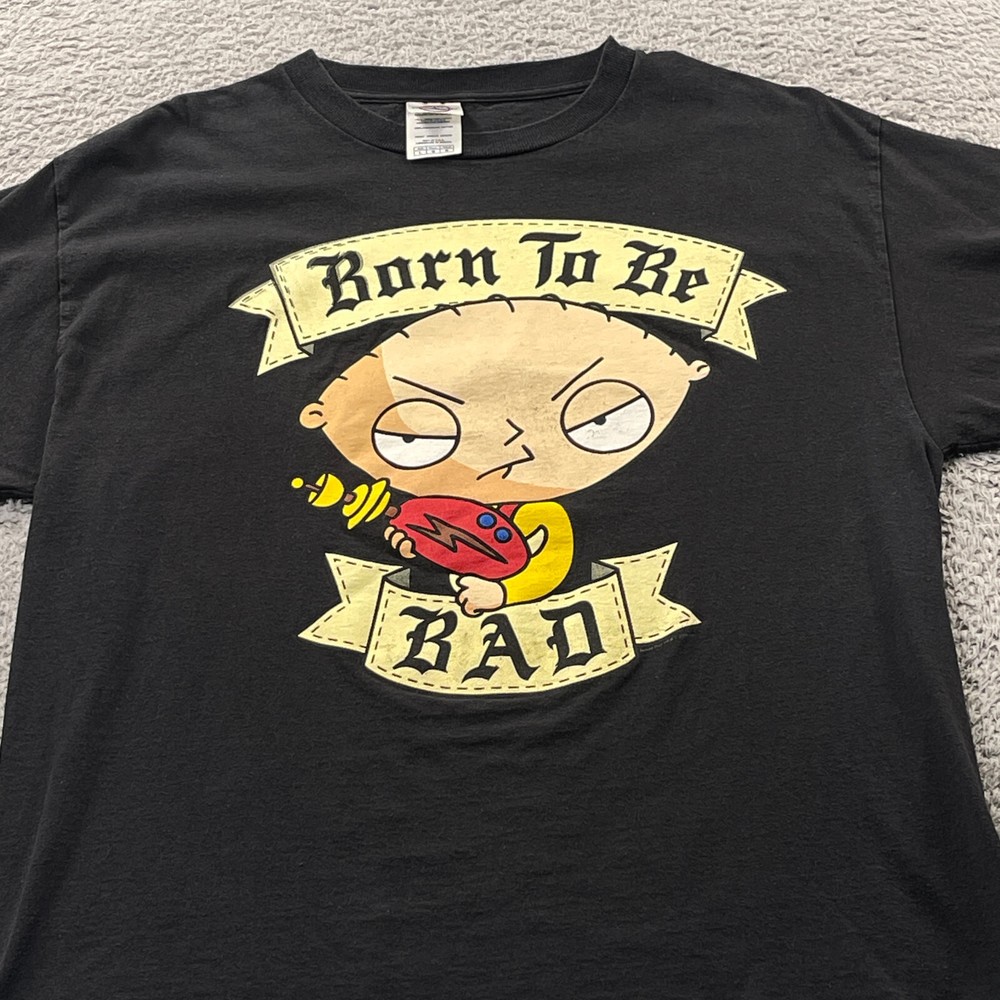 Vintage Y2K Family Guy Shirt Men’s Large Stewie Griffin Born To Be Bad Graphic