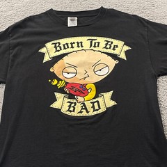 Vintage Y2K Family Guy Shirt Men’s Large Stewie Griffin Born To Be Bad Graphic