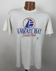 Vintage Hawaii Shirt Mens XL Tight Fit 80s T-shirt Hawaii Bay Yacht Club Sailing