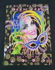 VINTAGE Mardi Gras Shirt Mens Large Peekaboo 2005 Andrea Mistretta Tee Adult A34