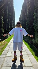 ByTheR Men’s White Oversized Drop Shoulder Logo Embroidered Streetwear Tee