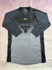 Under Armour Shirt Mens Medium Fitted Project Rock 3/4 Sleeve Workout Gym Train