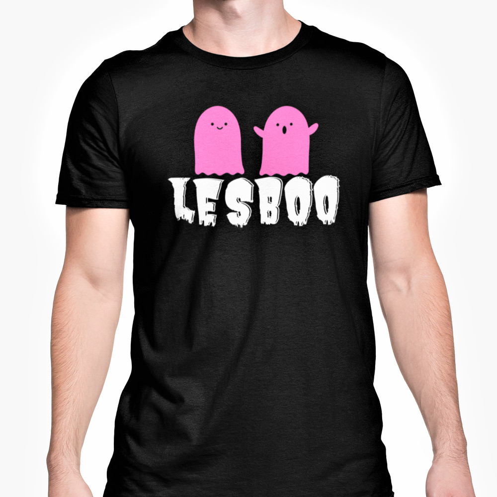Funny Lesbian T Shirt LES BOO Ghost gay Spooky Halloween Costume