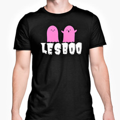 Funny Lesbian T Shirt LES BOO Ghost gay Spooky Halloween Costume