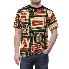 AOP – United Kingdom – Seamless pattern with stamps on theme UK