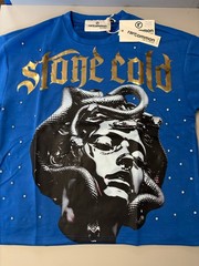 Rare Common Stone Cold Medusa Rhinestone Graphic T Blue Gold Foil NWT SizeXL
