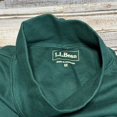LL Bean Unisex Mock Neck Long Sleeve Shirt Forest Green 100% Cotton S/M