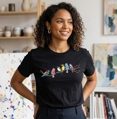 Colorful Birds on Branch Bird Watching Nature T-Shirt Unisex – H196