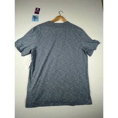 Even Tide Mens XL Henley Shirt Light Blue Striped Short Sleeve Coastal Casual