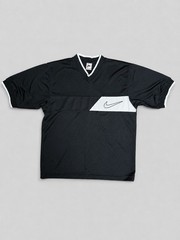 Nike Vintage Short Sleeve Y2K V-Neck T-Shirt Black White Large Swoosh Medium