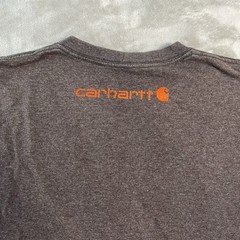Carhartt K231 Long Sleeve Logo T Shirt Mens Medium Brown Orange Graphic Tee Work