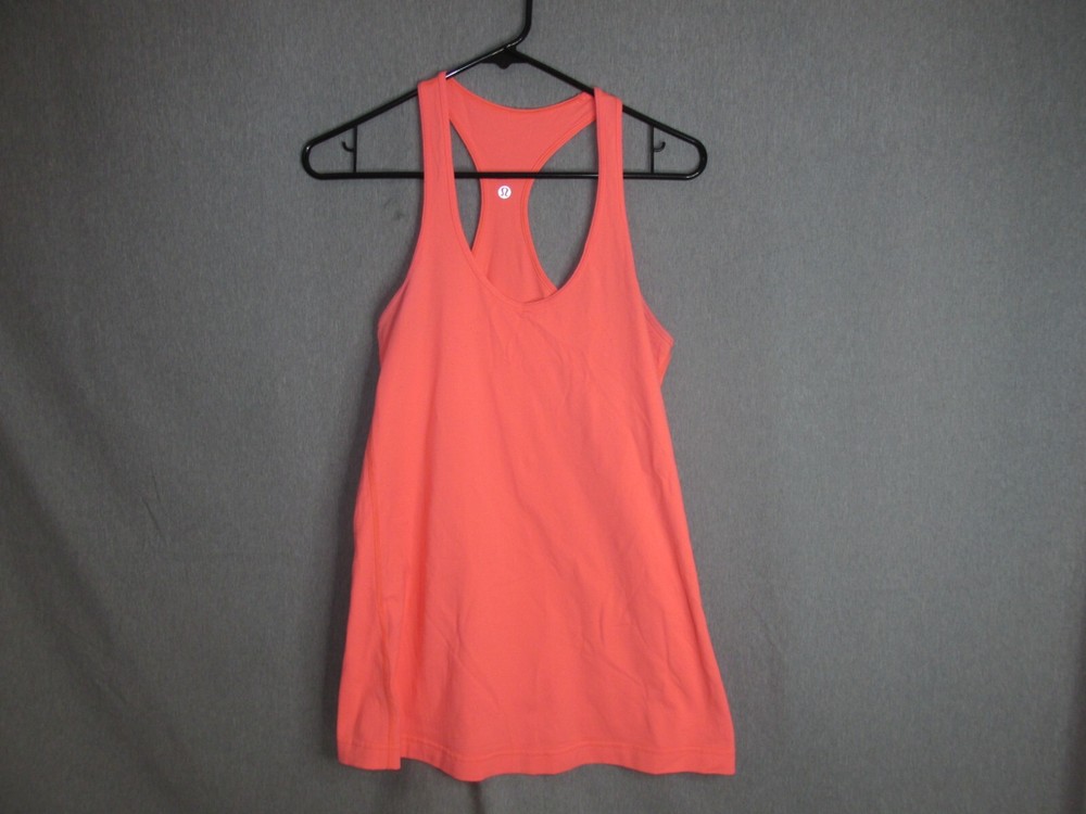 Lululemon Women’s Orange Razor-Tank Top Shirt Small/Medium Stretch Gym Yoga Run