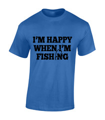 I’M HAPPY WHEN I’M FISHING MENS T SHIRT CARP FISHERMAN ANGLER GIFT IDEA PRESENT