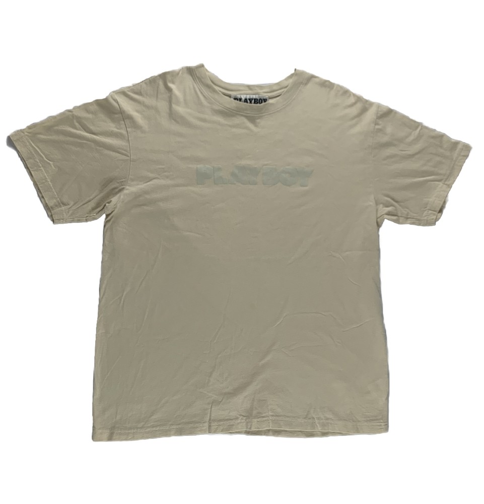 Playboy T Shirt Mens Medium Beige Short Sleeve Bunny Logo Pacsun