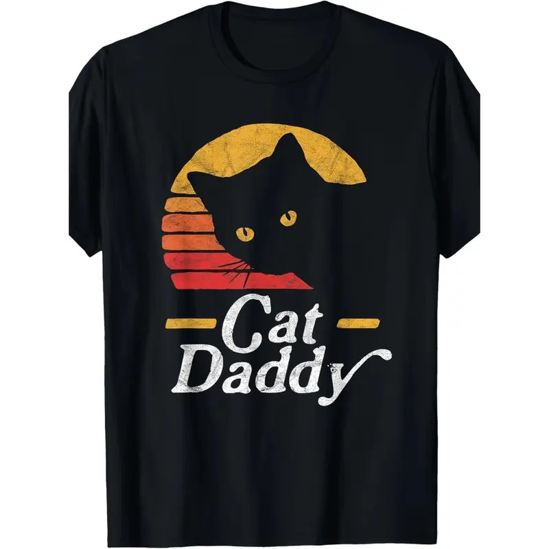 Summer T Shirts Cat Daddy vintage 80s style Cat vintage distress T-shirt