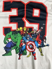Marvel 3X Baseball Jersey Button-Up Avengers Graphic Back Beige & Red