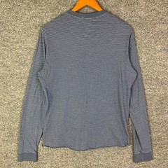 Marine Layer Henley Shirt Men Sz Medium Striped Long Sleeve Pullover