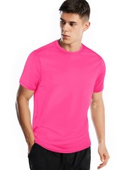 Workout Shirts for Men Dry Fit Short Sleeve Crew Neck,Hot Pink,S