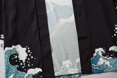 Niepce Streetwear Japanese Black Kimono Graphic Tee Cranes Short Sleeves Shirt