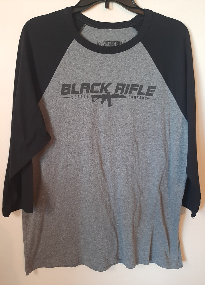 Black Rifle Coffee Company Shirt Men’s X-Large Gray Raglan Baseball 3/4 Sleeve