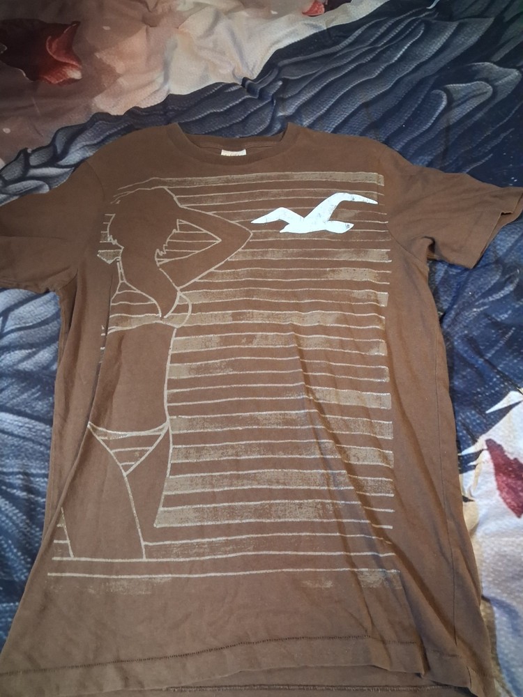 Hollister “California” Mens 0 Cotton Brown, Relaxed Fit, Casual Tshirt…