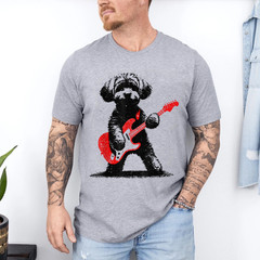 Funny Rock Maltipoo Dog Playing Guitar Music Lover Dog T-Shirt