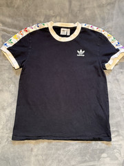 adidas Originals Ringer T-Shirt Black Rainbow Trefoil Logo Crew Pride Small