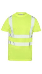 New Mens Hi Vis Viz Visibility Short Sleeve Safety Work Crew Neck Hi Viz T-Shirt