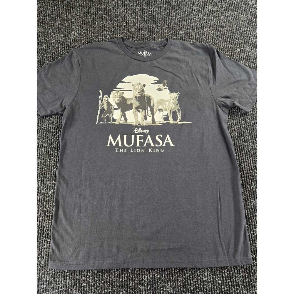 Disney Mufasa The Lion King Mens Large Black Graphic T-Shirt 100% Cotton