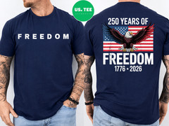 250 Years 1776-2026 Vintage 250th Birthday 4th of July Flag Front Back T-Shirt