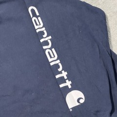 Carhartt T Shirt Mens M Blue Loose Fit Spellout Logo Long Sleeve Tee