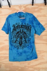 Affliction Blue Crystal Wash Tie Die Double Sided T-Shirt Size XL