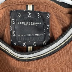 Denim & Flower Shirt Mens Medium M Solid Brown Contrasting Trim